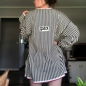 Pax Latin Striped Oversize Sweater Black White Red